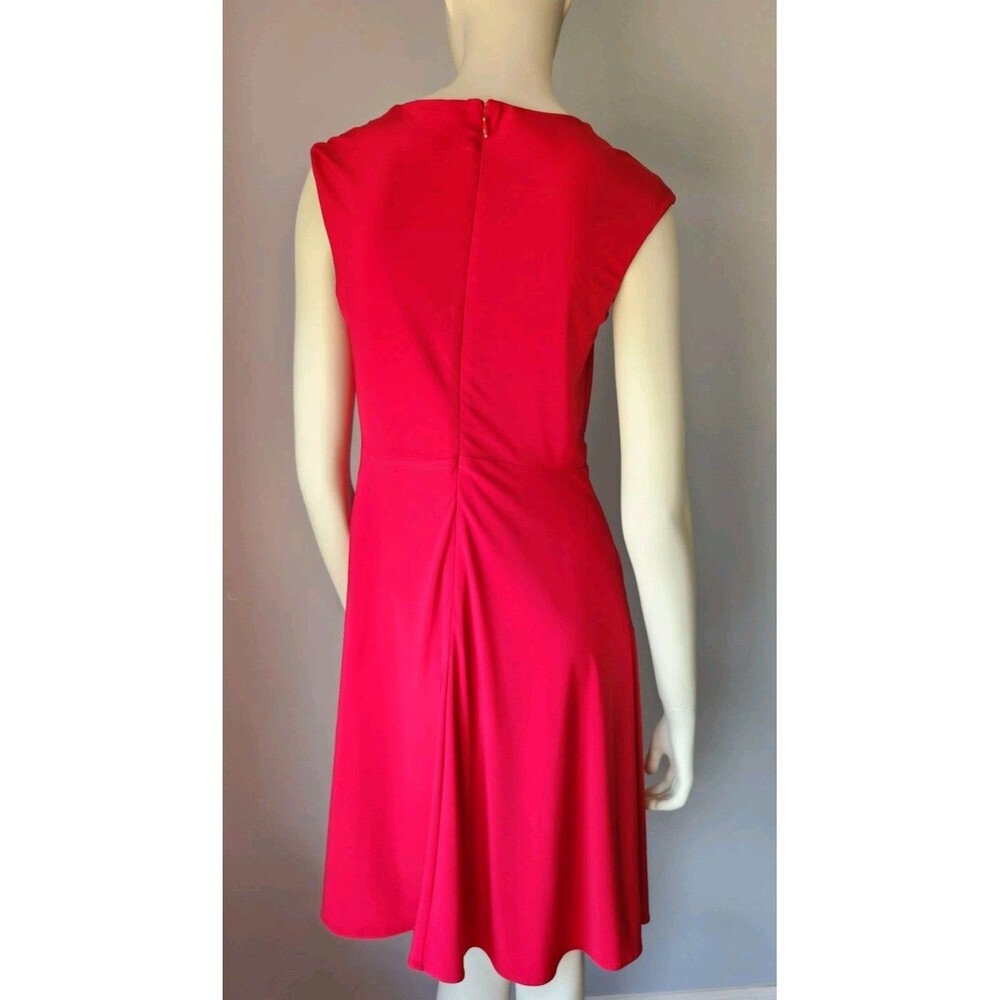 JS Collection Women's 8 Ruche Red Cocktail Dress Party Ruffles Pleated Fancy - Picture 3 of 16